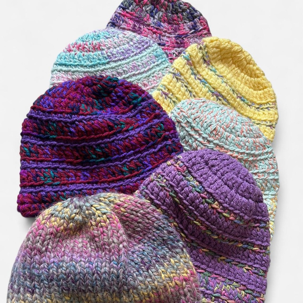 Handmade Multicolor Crocheted Beanie - Picture 2 of 2